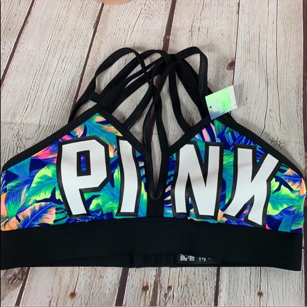 VS Pink Ultimate Logo Sports Bra Tropical - Picture 4 of 4